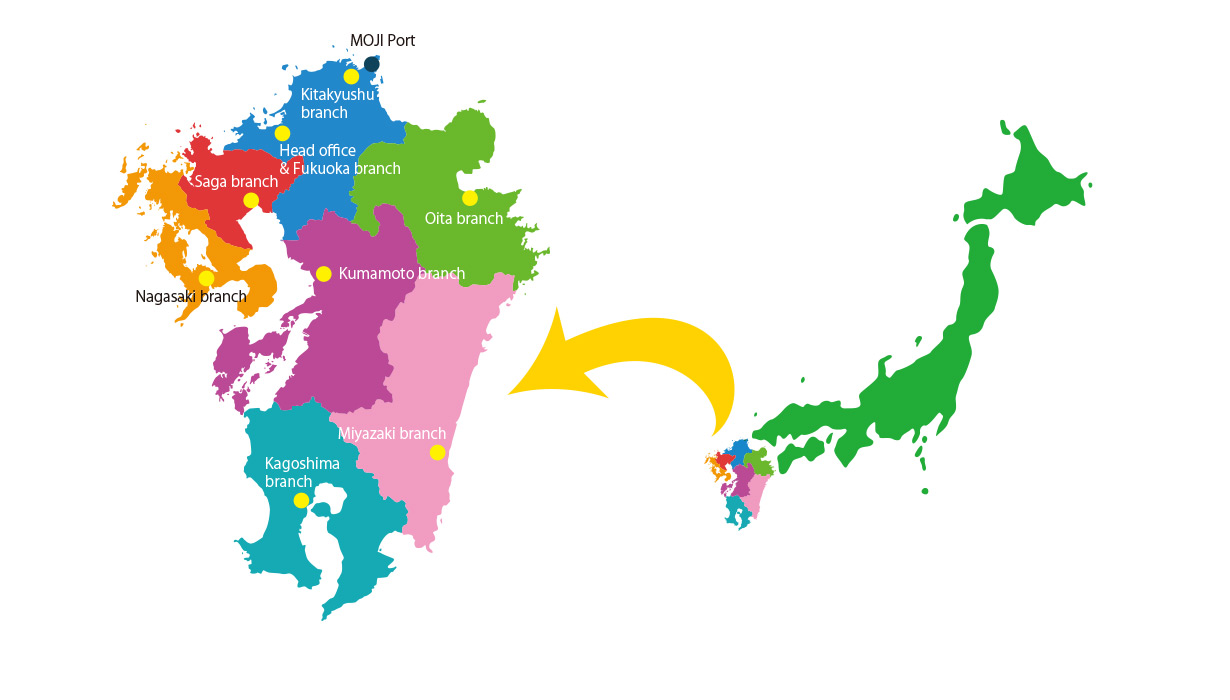 Map of Kyushu locations